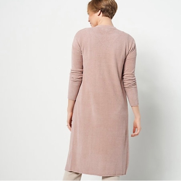 Barefoot dreams COZYCHIC ULTRA LITE® OPEN STITCH LONG CARDIPINK CLAY size XL - Picture 2 of 10